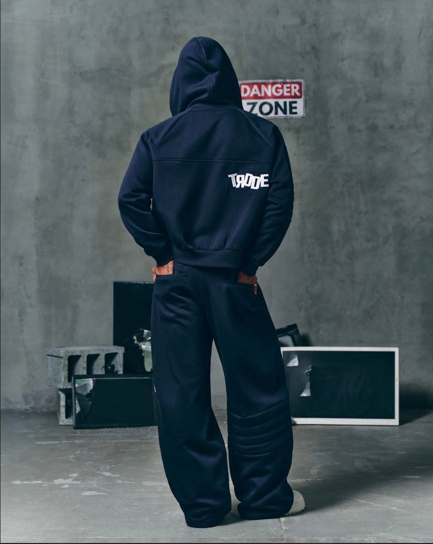 Padded Gear Zip-Up Hoodie - Dark Navy Blue